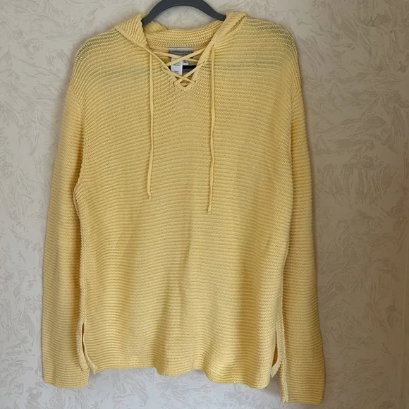 Coldwater Creek Pale Yellow Cotton Knit Sweater Size L - Picture 2 of 6